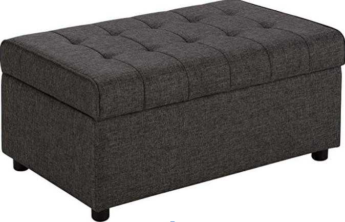 DHP Emily Rectangular Storage Ottoman, Grey Linen